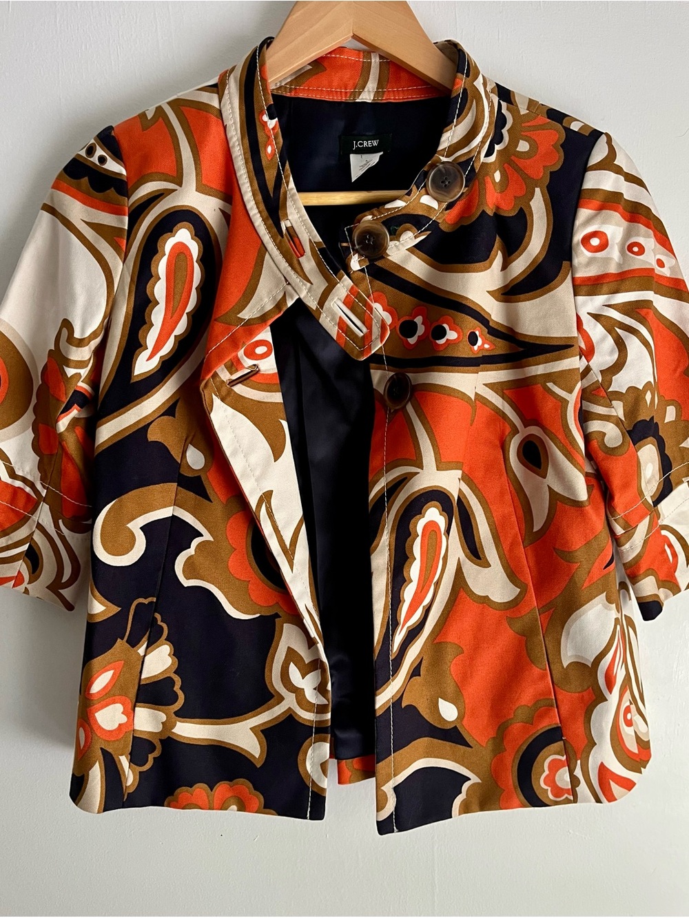 VINTAGE J.CREW COPPELLE PAISLEY"SAN TELMO" SWING JACKET Size 0